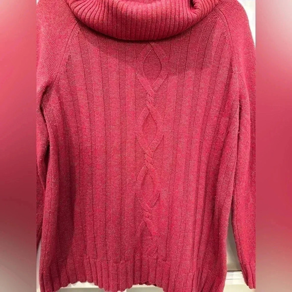 Talbots | Pink Merle Merino Wool Blend Turtleneck Sweater Size MP Medium Petite - Picture 2 of 11